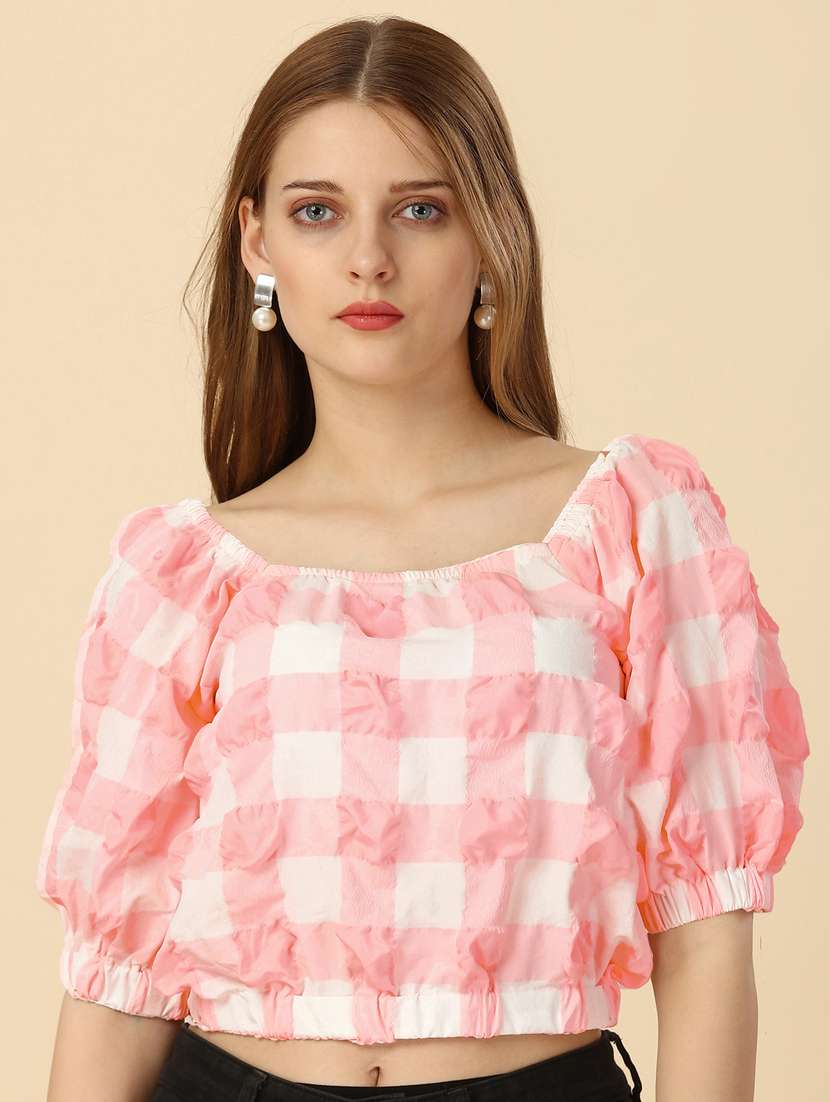 women pink silk blend crop top - 21345679 -  Standard Image - 1