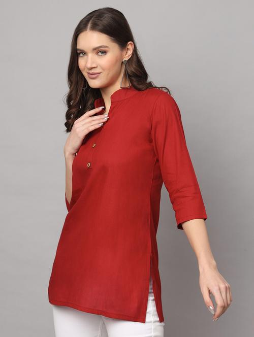 women solid maroon rayon regular kurti - 21345706 - Standard Image - 0