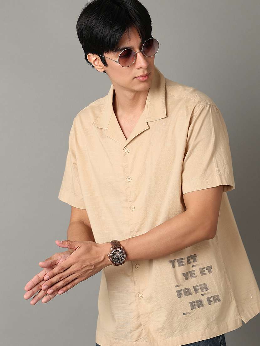 men printed collared short sleeves casual shirt - 21347258 -  Standard Image - 1