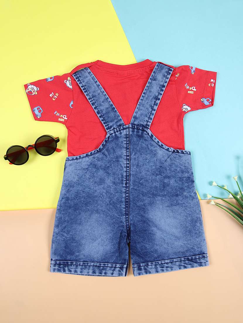 boy printed cotton dungaree twin set - 21347273 -  Standard Image - 1