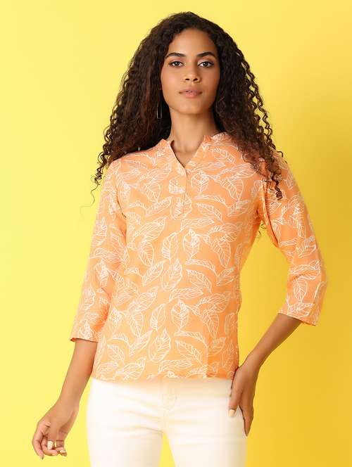 women printed three quarter sleeves regular top - 21347275 - Standard Image - 0