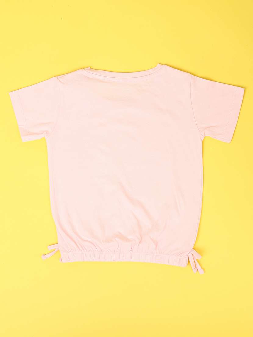 girls pink cotton regular tee - 21347333 - Standard Image - 1