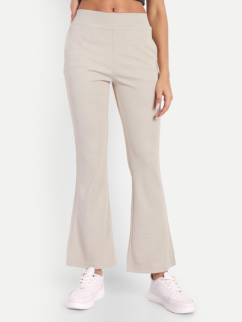women mid-rise solid flat front trouser - 21347499 -  Zoom Image - 0