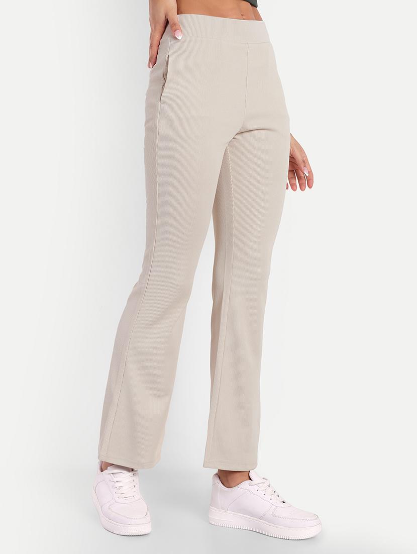women mid-rise solid flat front trouser - 21347499 -  Standard Image - 1