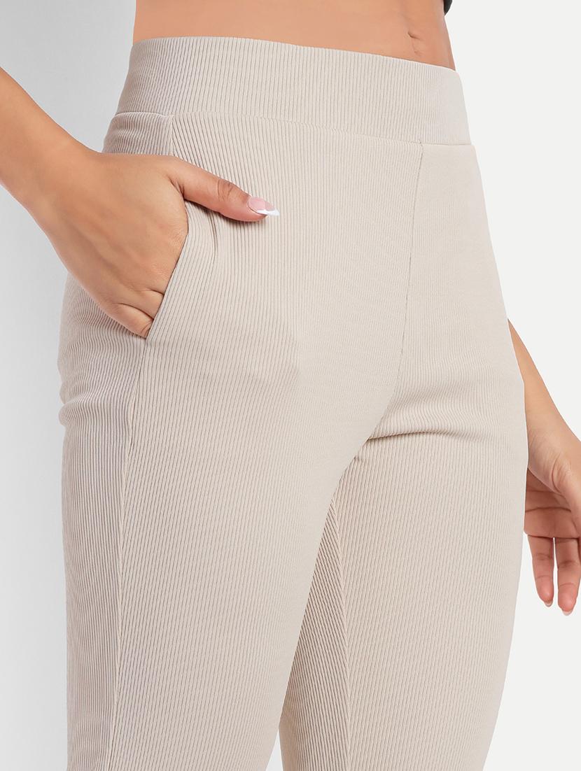 women mid-rise solid flat front trouser - 21347499 - Standard Image - 4