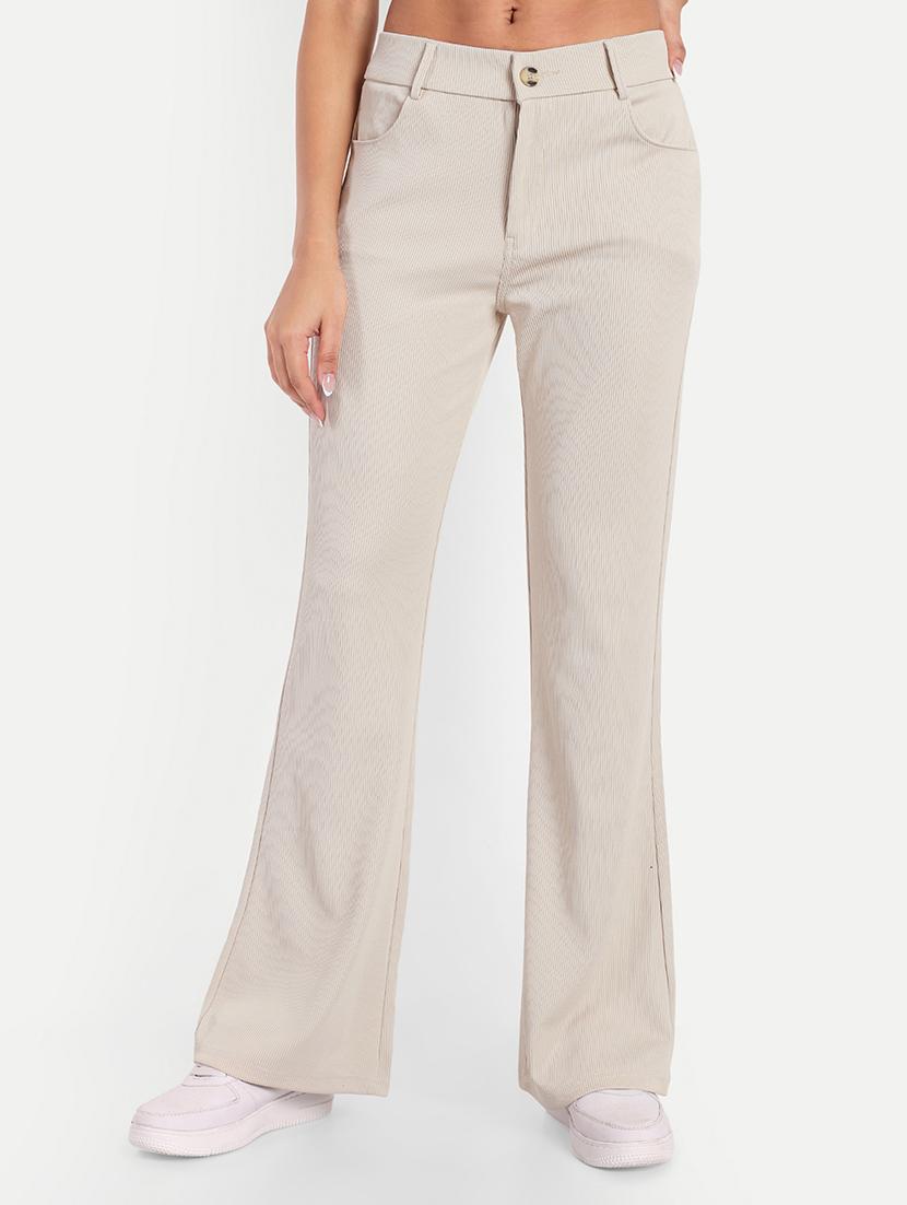 women beige solids bootcut trousers - 21347533 - Zoom Image - 0