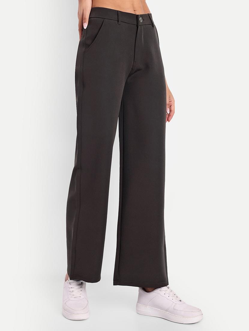women mid rise solid wide leg trouser - 21347572 - Standard Image - 1