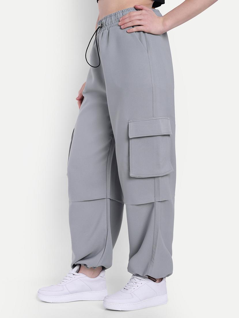 women grey cotton blend parachute pant - 21347638 - Standard Image - 1