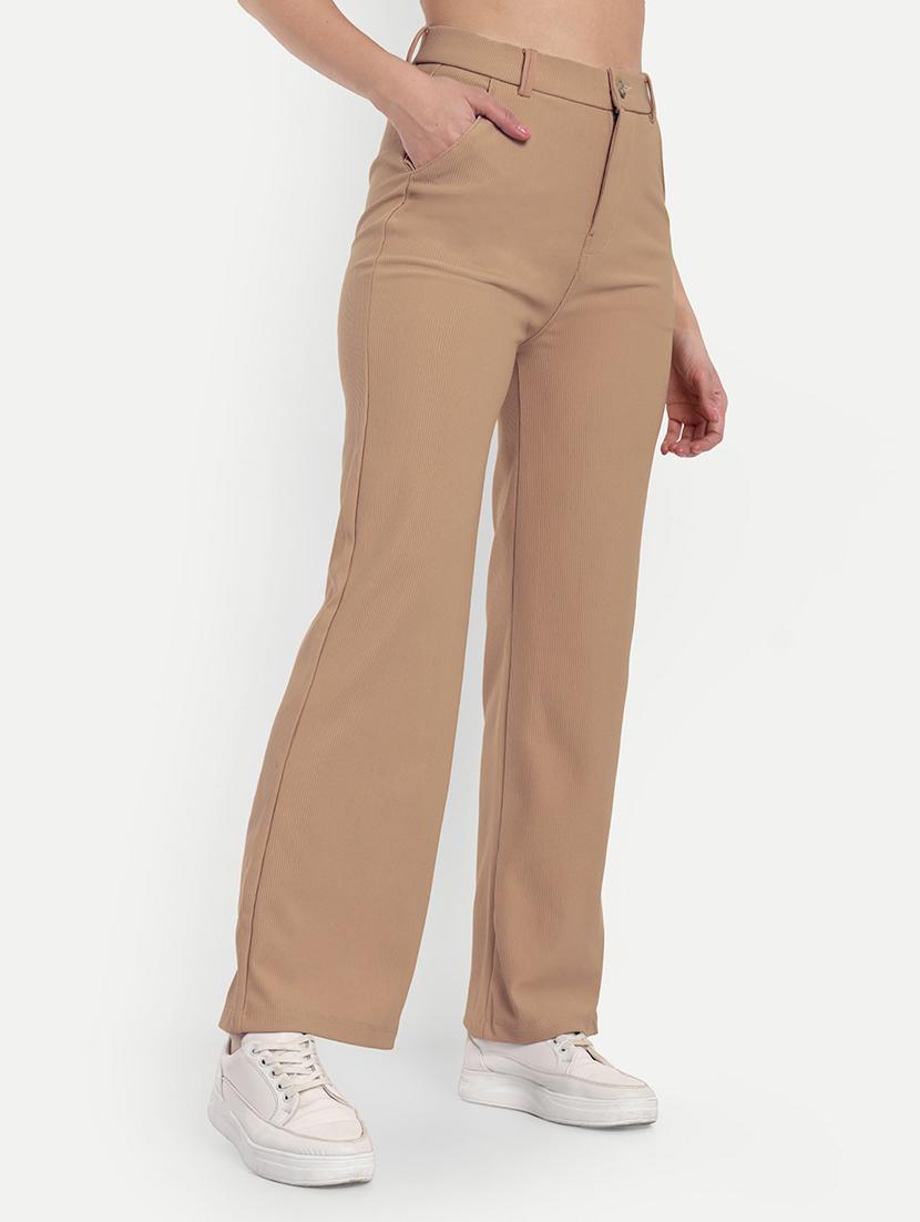 women beige solids bootcut trousers - 21347681 -  Standard Image - 1