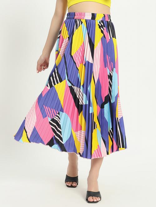 women printed high rise a-line skirt - 21347780 -  Standard Image - 0