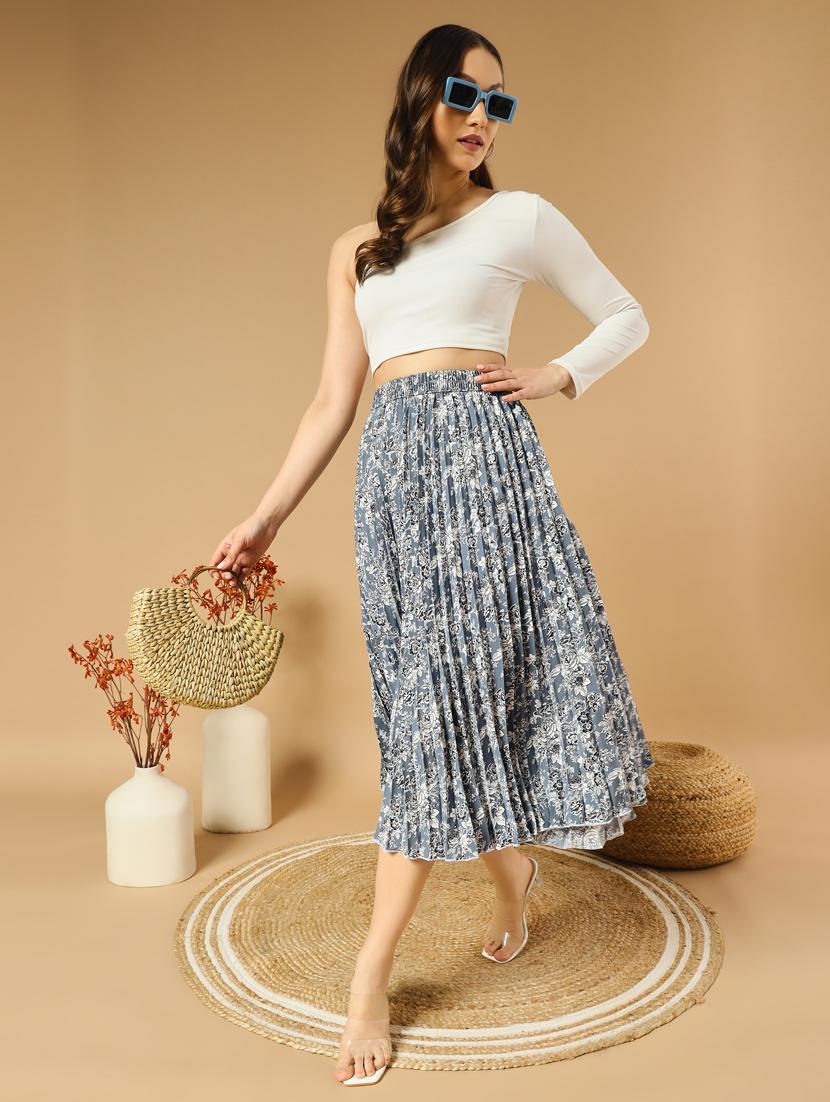 women printed high rise a-line skirt - 21347782 - Standard Image - 4
