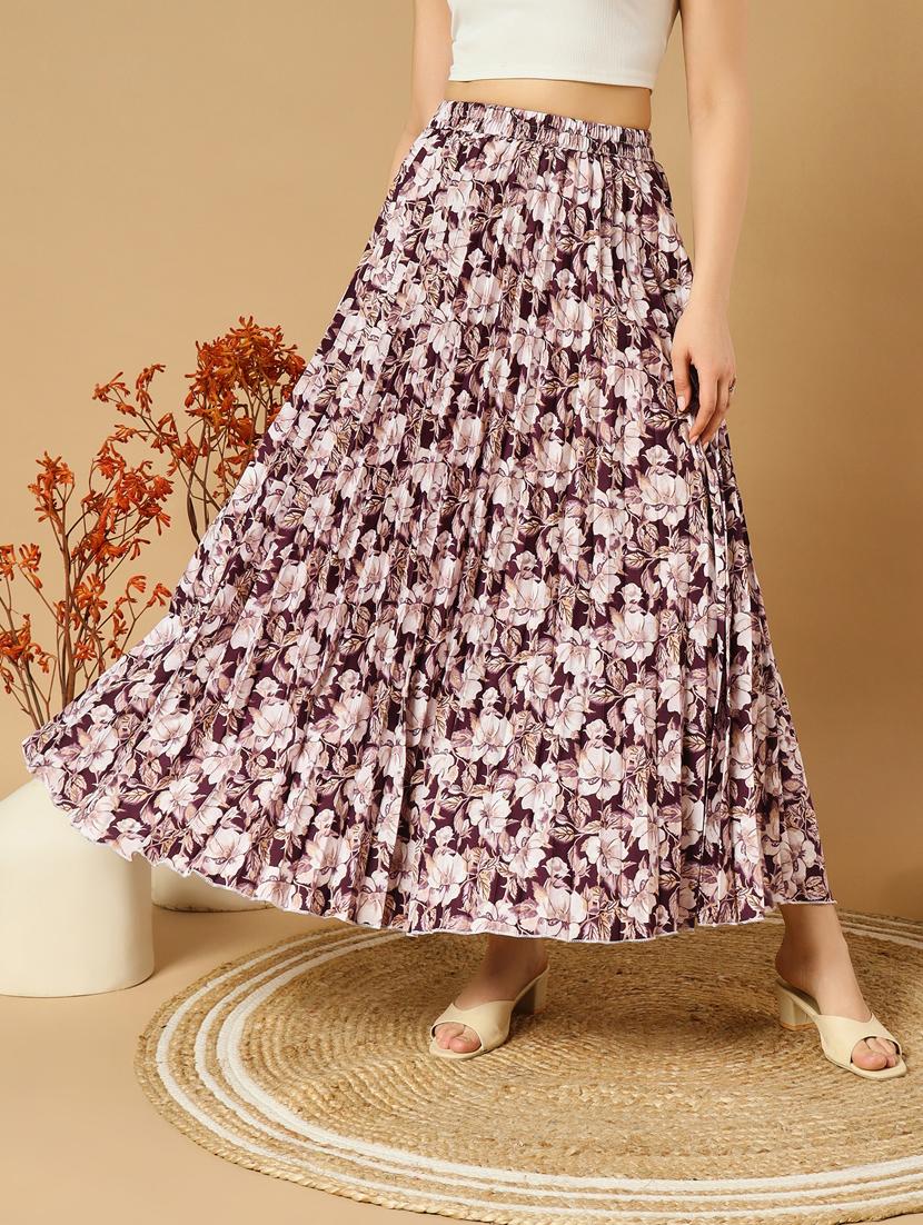 women printed high rise a-line skirt - 21347785 - Standard Image - 1