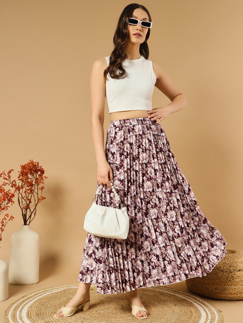 women printed high rise a-line skirt - 21347785 - Standard Image - 4