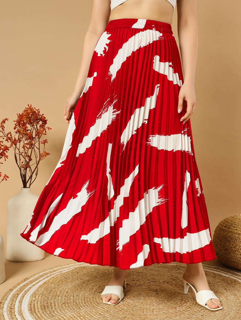 women printed high rise a-line skirt
