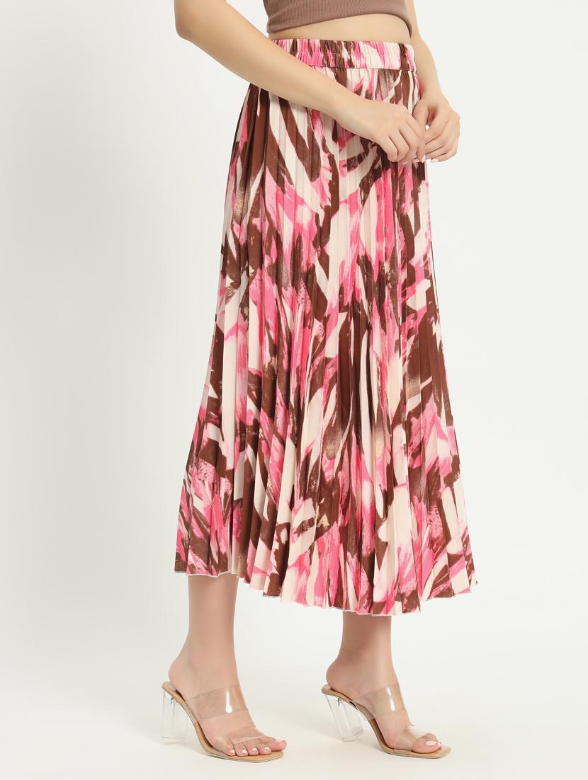 women printed high rise a-line skirt - 21347805 -  Standard Image - 1