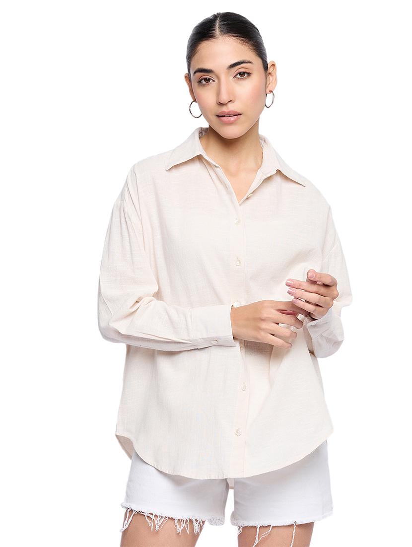 cream cotton oversized shirt