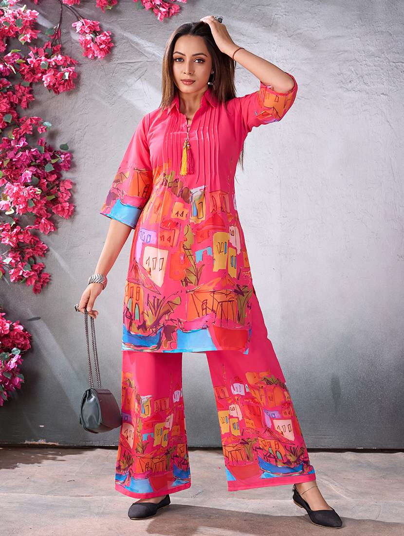 women pink printed co-ord set - 21348323 - Standard Image - 1