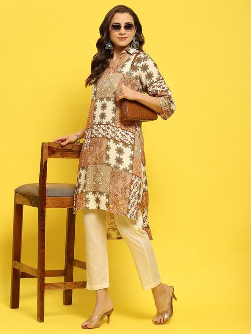 women multi coloured rayon high low kurta - 21348583 -  Standard Image - 0