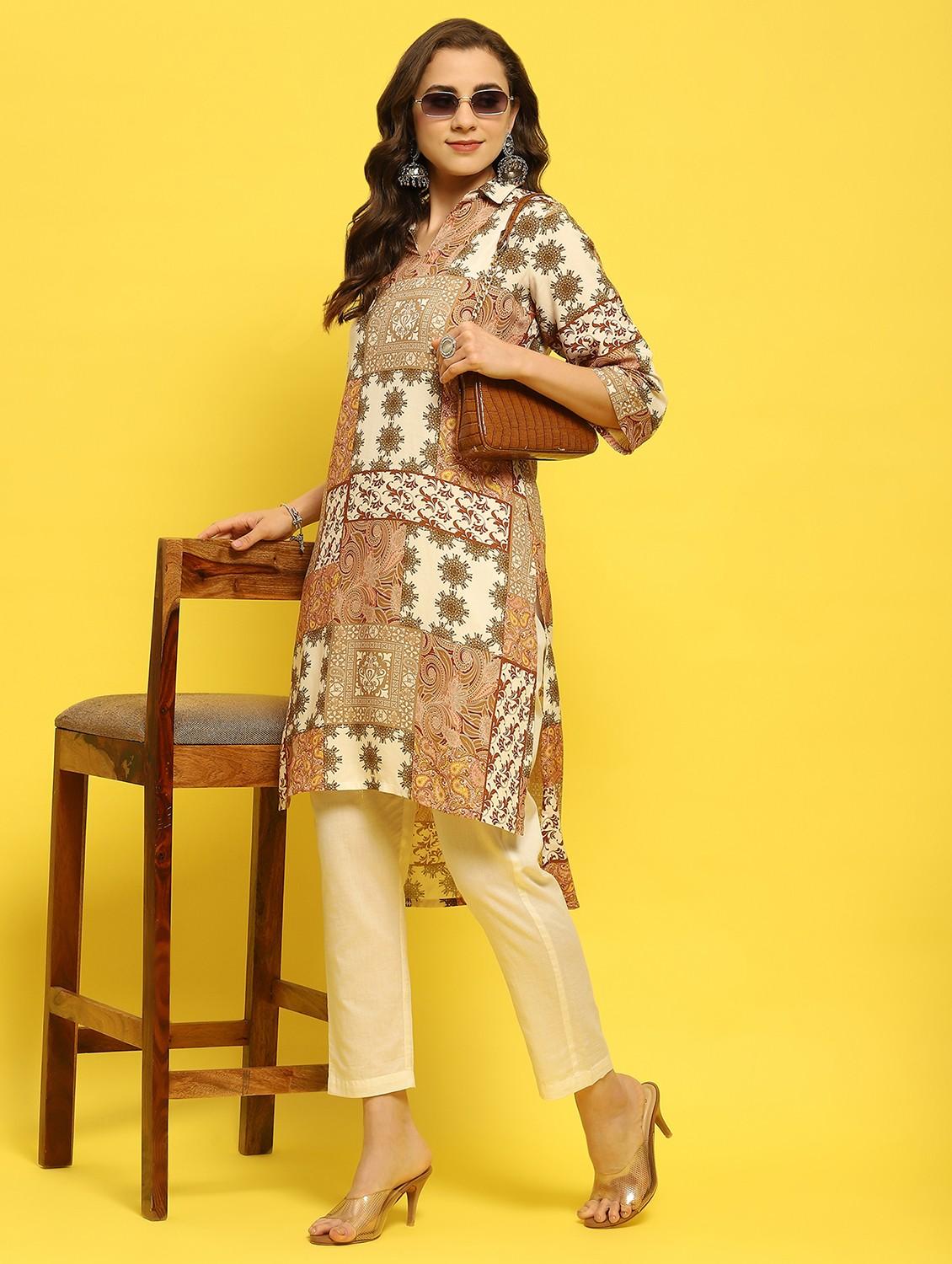 women multi coloured rayon high low kurta - 21348583 -  Zoom Image - 0