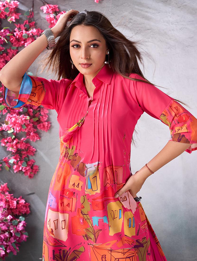 pink georgette coord set - 21348593 - Standard Image - 4