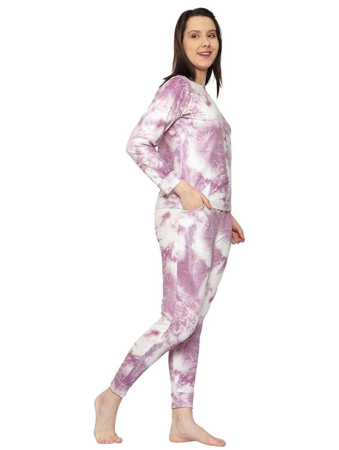 women printed pyjama nightwear set - 21348650 -  Standard Image - 1
