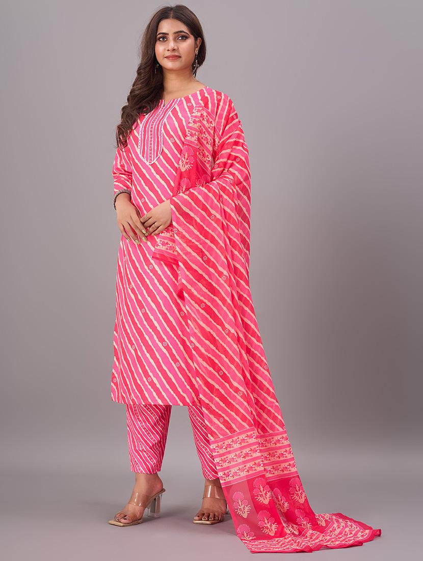 women three quarter sleeve kurta pant with dupatta set - 21348700 -  Standard Image - 1