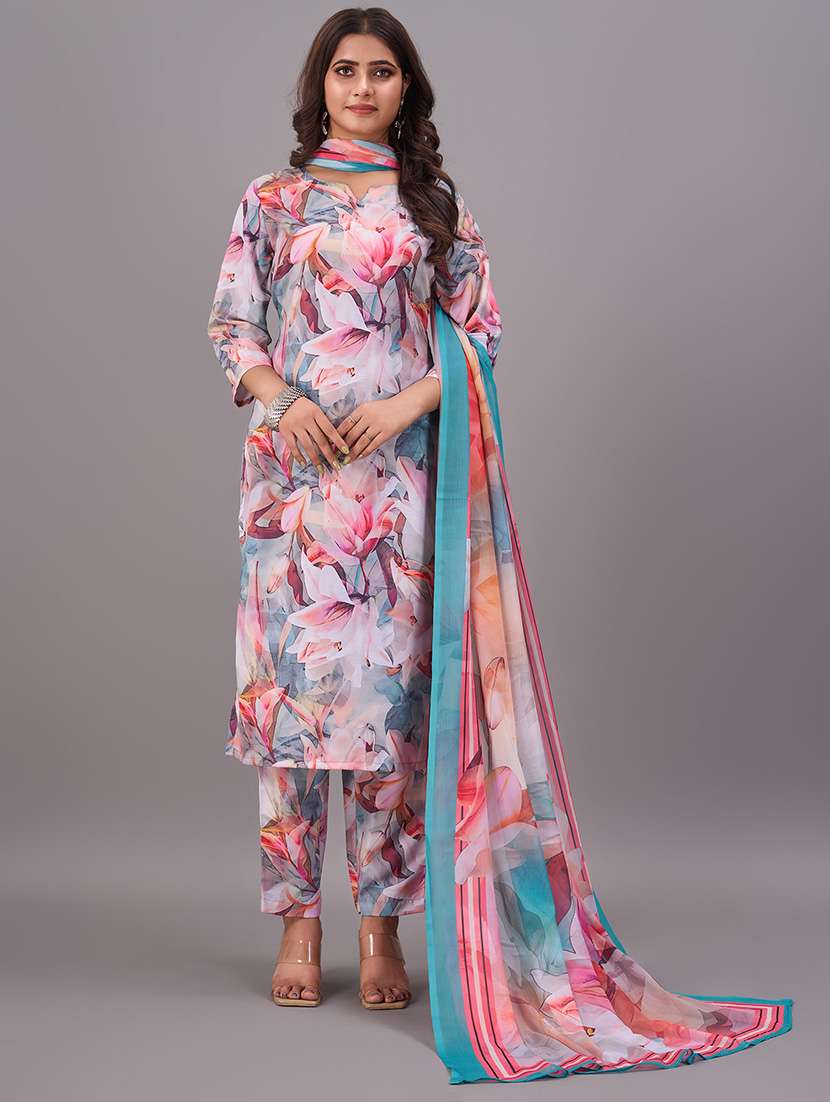 women three quarter sleeve kurta pant with dupatta set - 21348701 -  Standard Image - 1