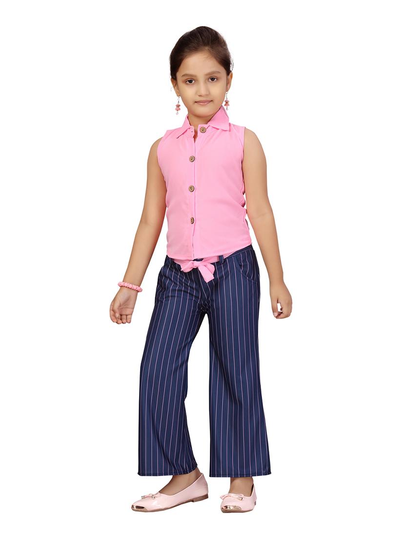 girls pink cotton blend twin set - 21348783 - Standard Image - 1