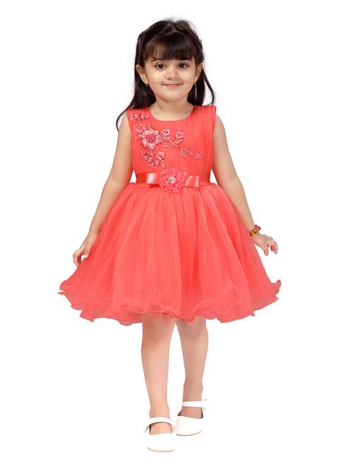 girls net fit and flare frock