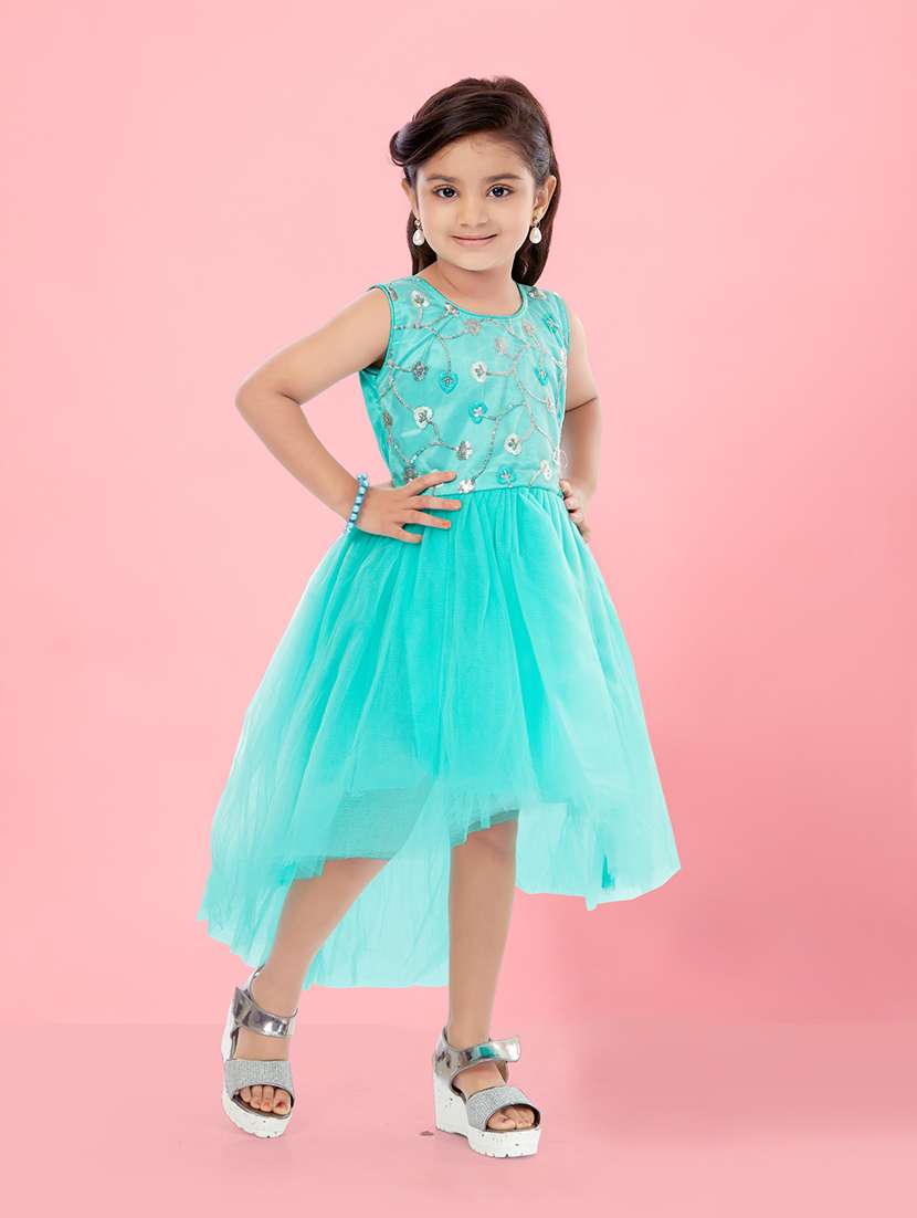 girls embroidered high low frock - 21348810 -  Standard Image - 1