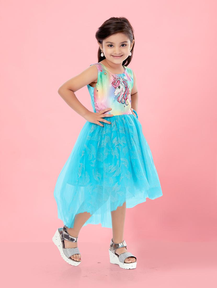girls printed high low frock - 21348811 - Standard Image - 1