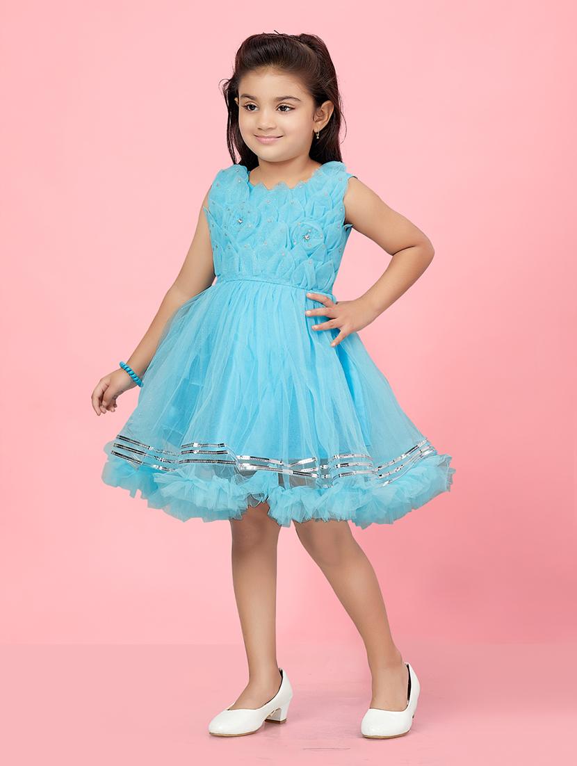 girls net fit and flare frock - 21348816 -  Standard Image - 1