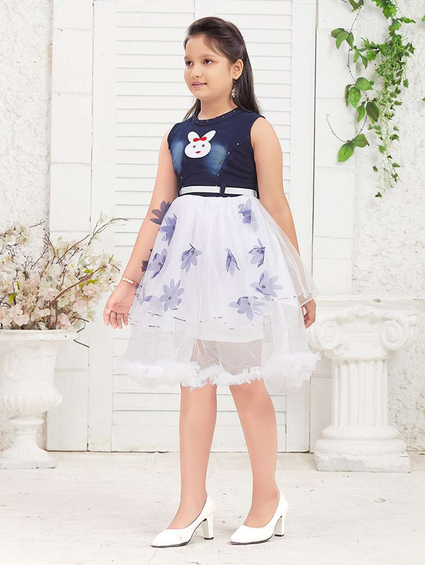girls floral fit and flare frock - 21348817 - Standard Image - 1