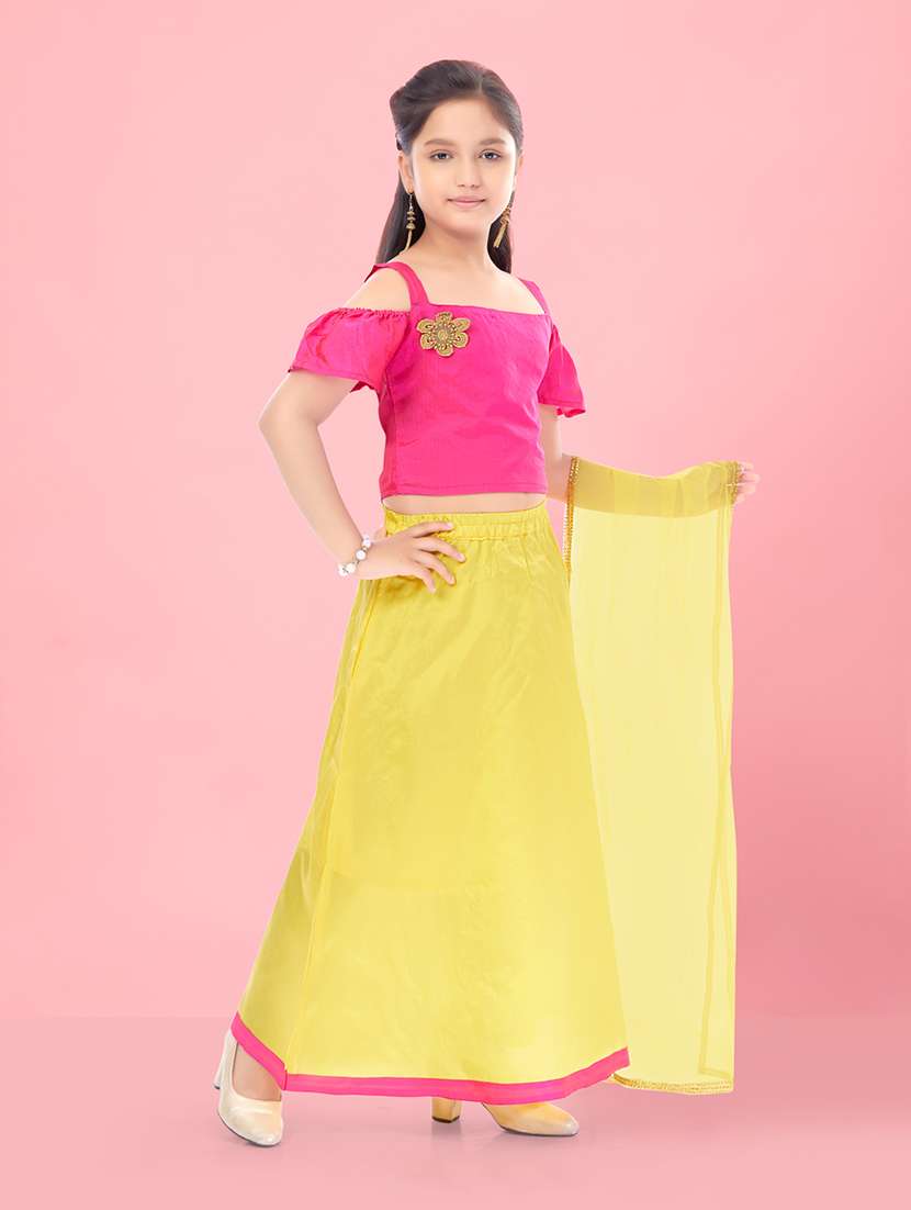 girls pink silk lehenga choli - 21348846 -  Standard Image - 1