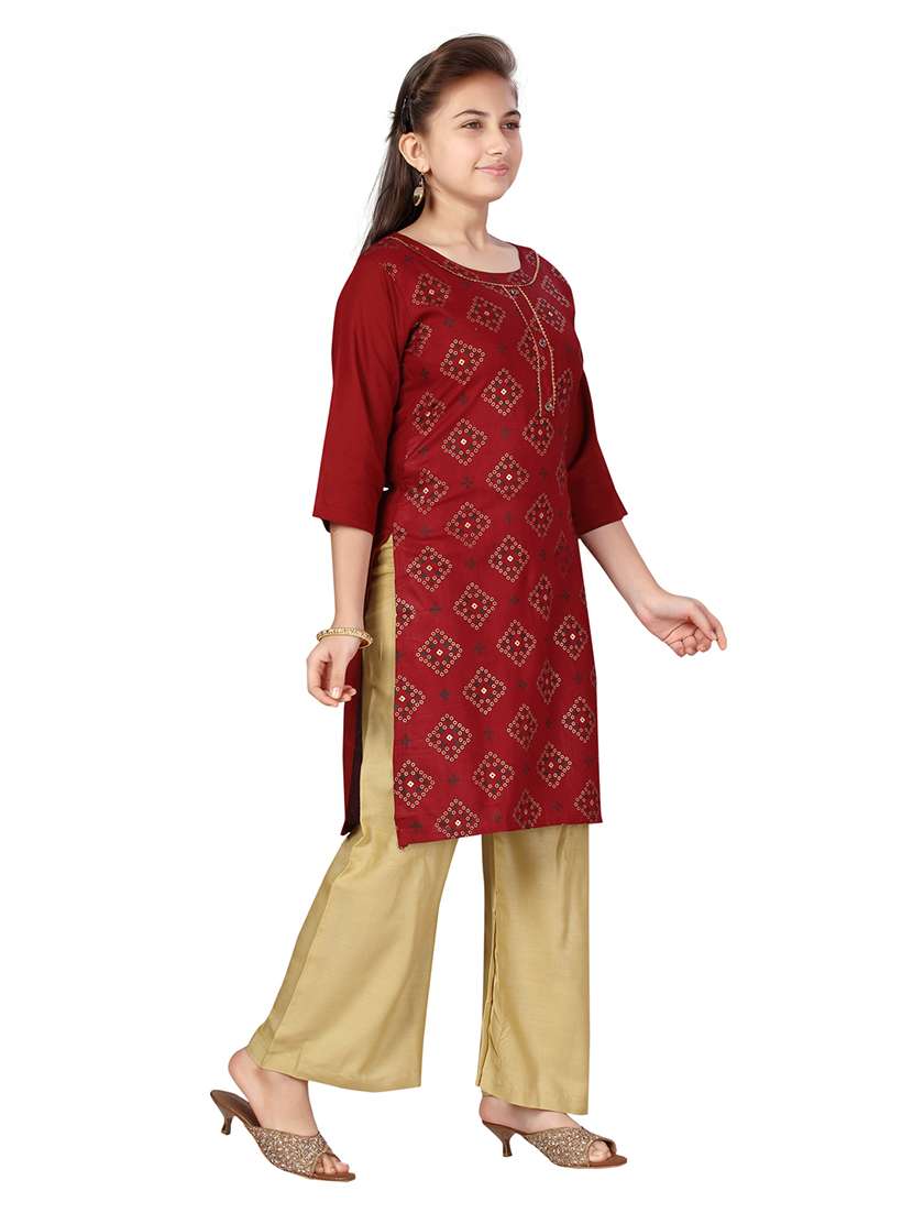 girls printed kurta palazzo suit set - 21348935 -  Standard Image - 1