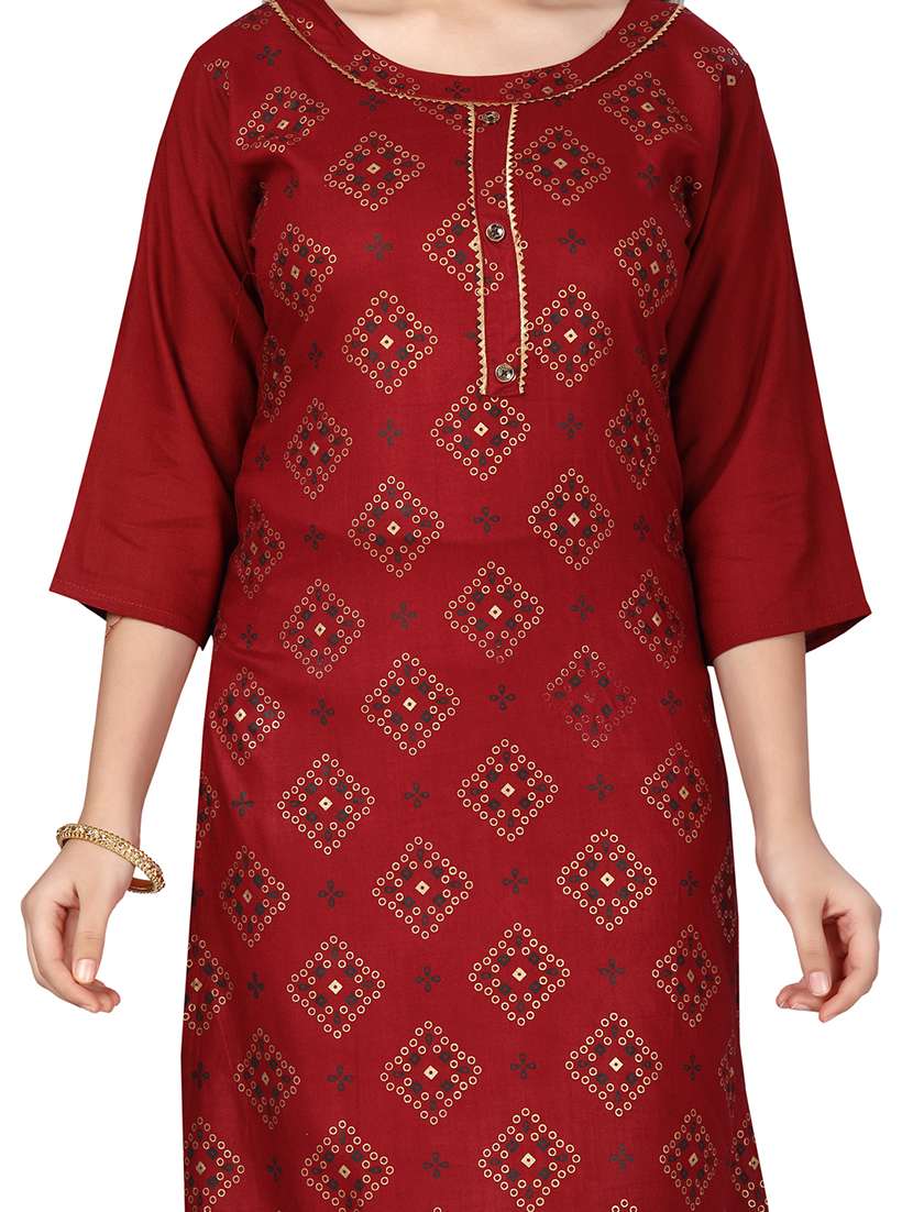 girls printed kurta palazzo suit set - 21348935 -  Standard Image - 4
