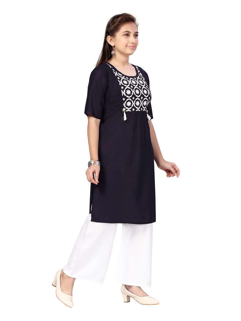 girls self-designed kurta palazzo suit set - 21348936 - Standard Image - 1