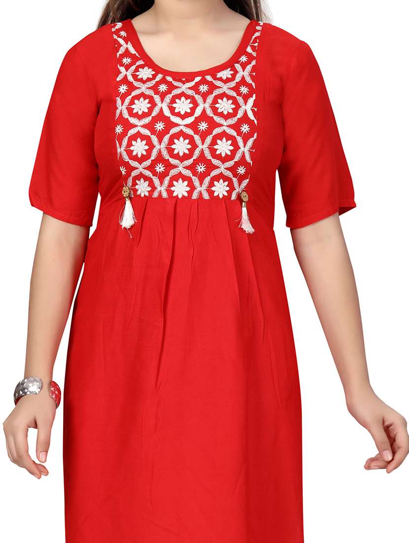 girls self-designed kurta palazzo suit set - 21348937 -  Standard Image - 4