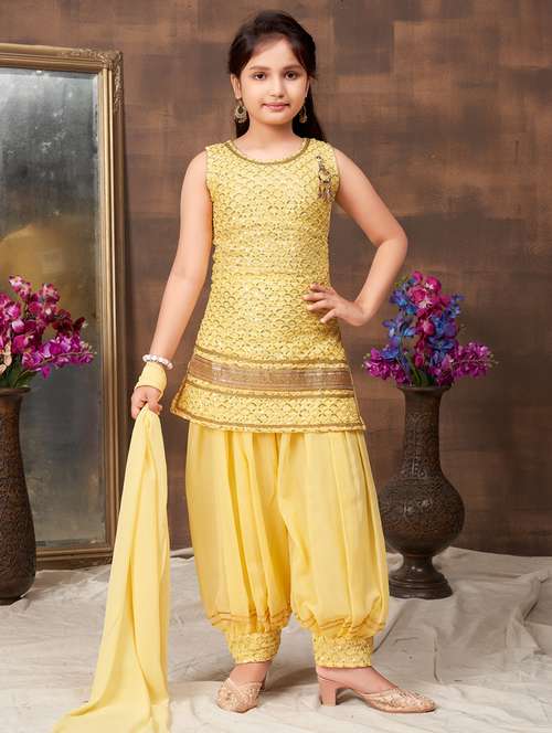girls embellished kurta salwar set