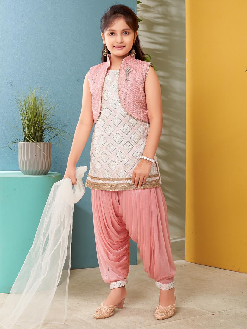 girls embroidered suit set with dupatta - 21349117 - Standard Image - 1