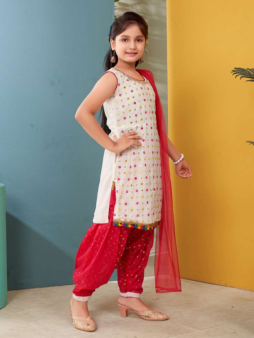 girls embroidered suit set with dupatta - 21349125 -  Standard Image - 1