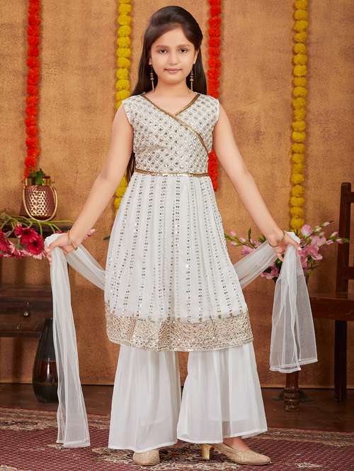 girls embellished kurta sharara set - 21349183 -  Standard Image - 0