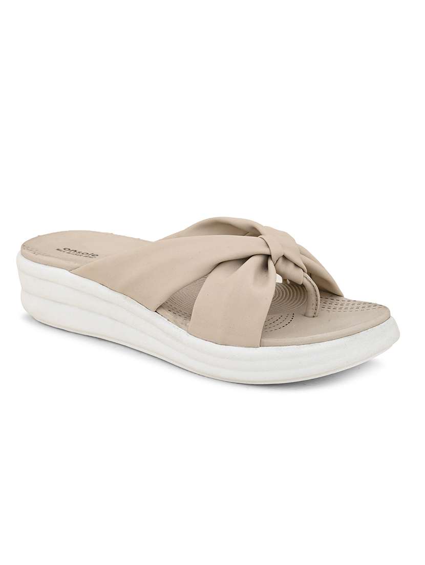 women beige slip on sandal - 21349426 -  Standard Image - 1
