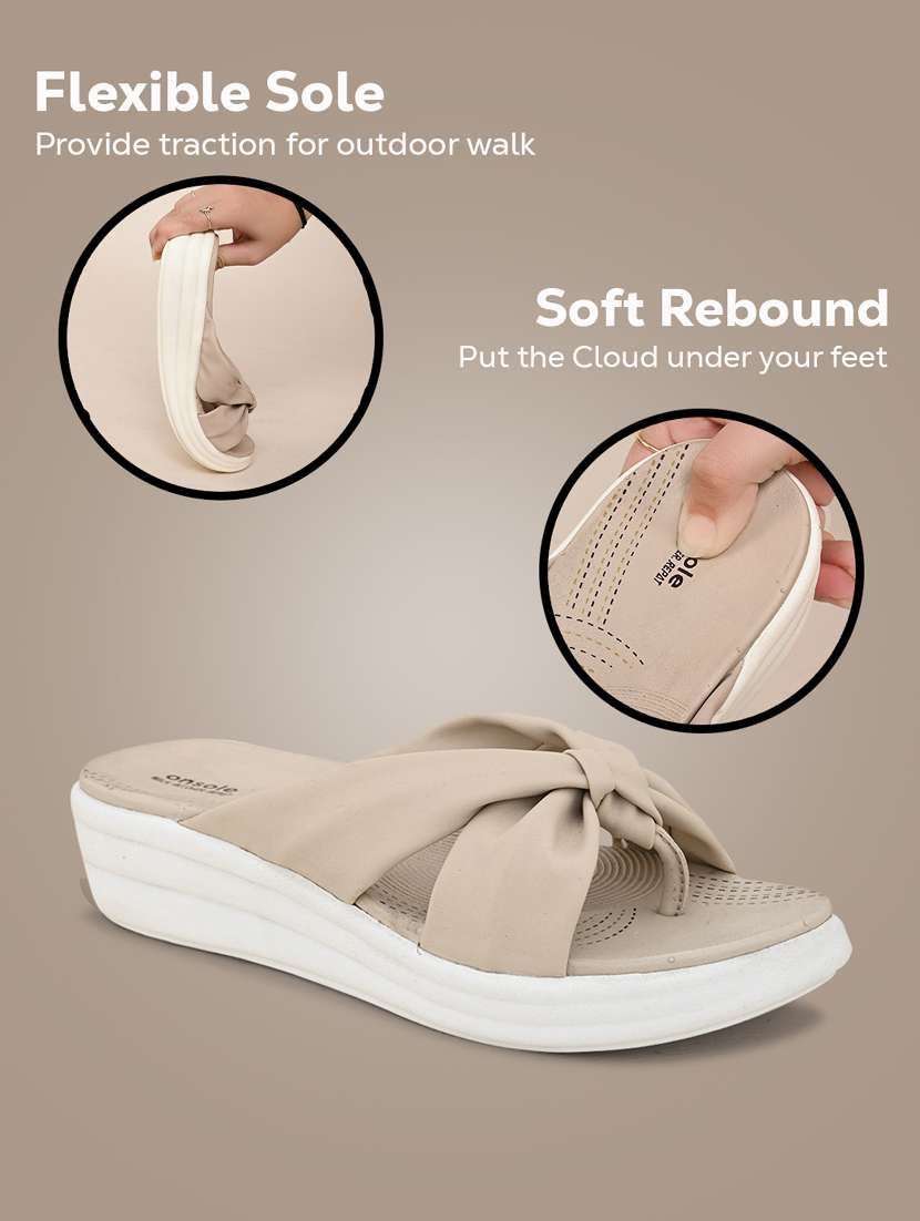 women beige slip on sandal - 21349426 -  Standard Image - 4