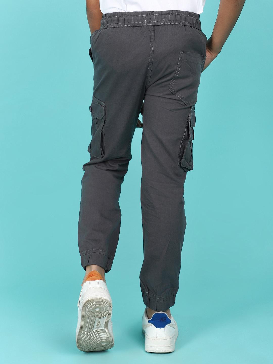 grey cotton solid cargo pants - 21349445 - Standard Image - 4