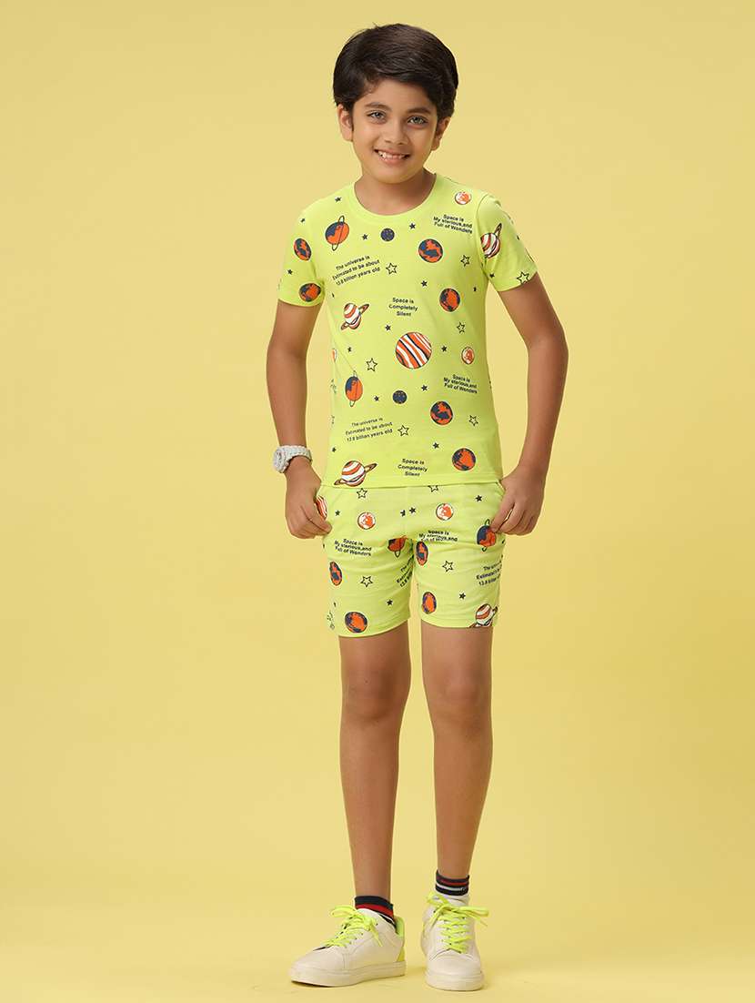 boys printed shorts set