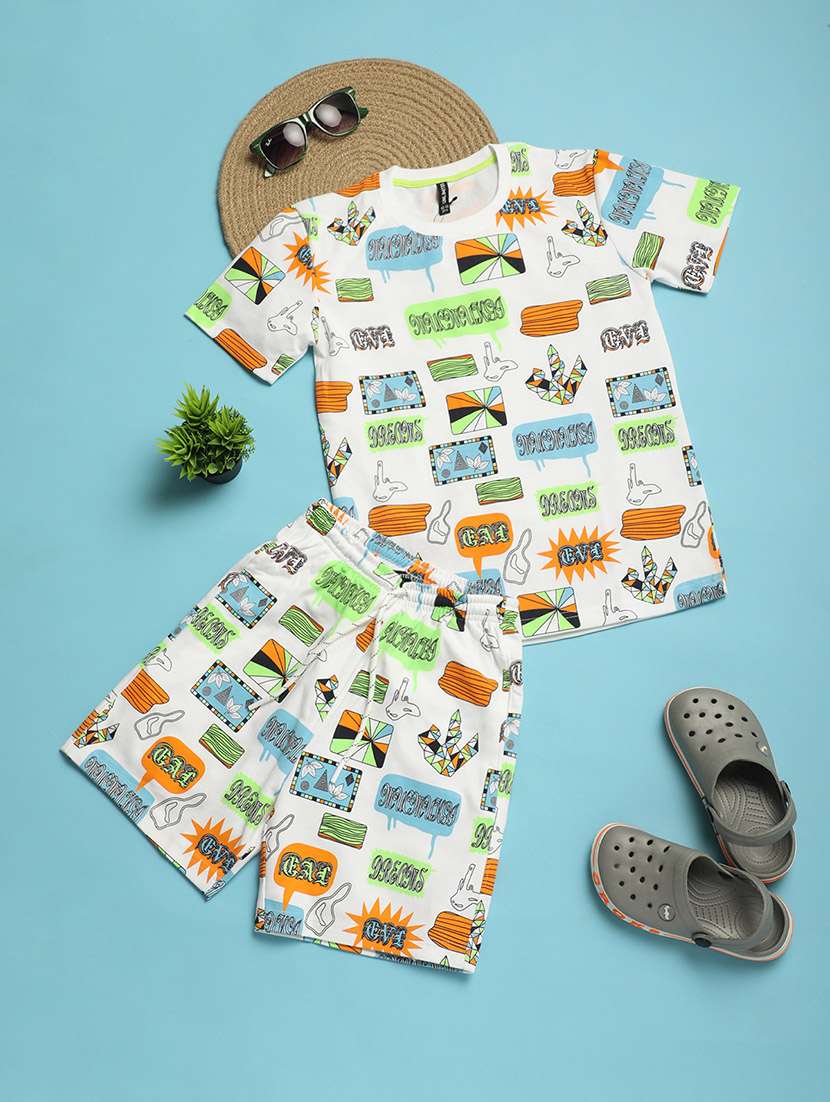 boys printed shorts set