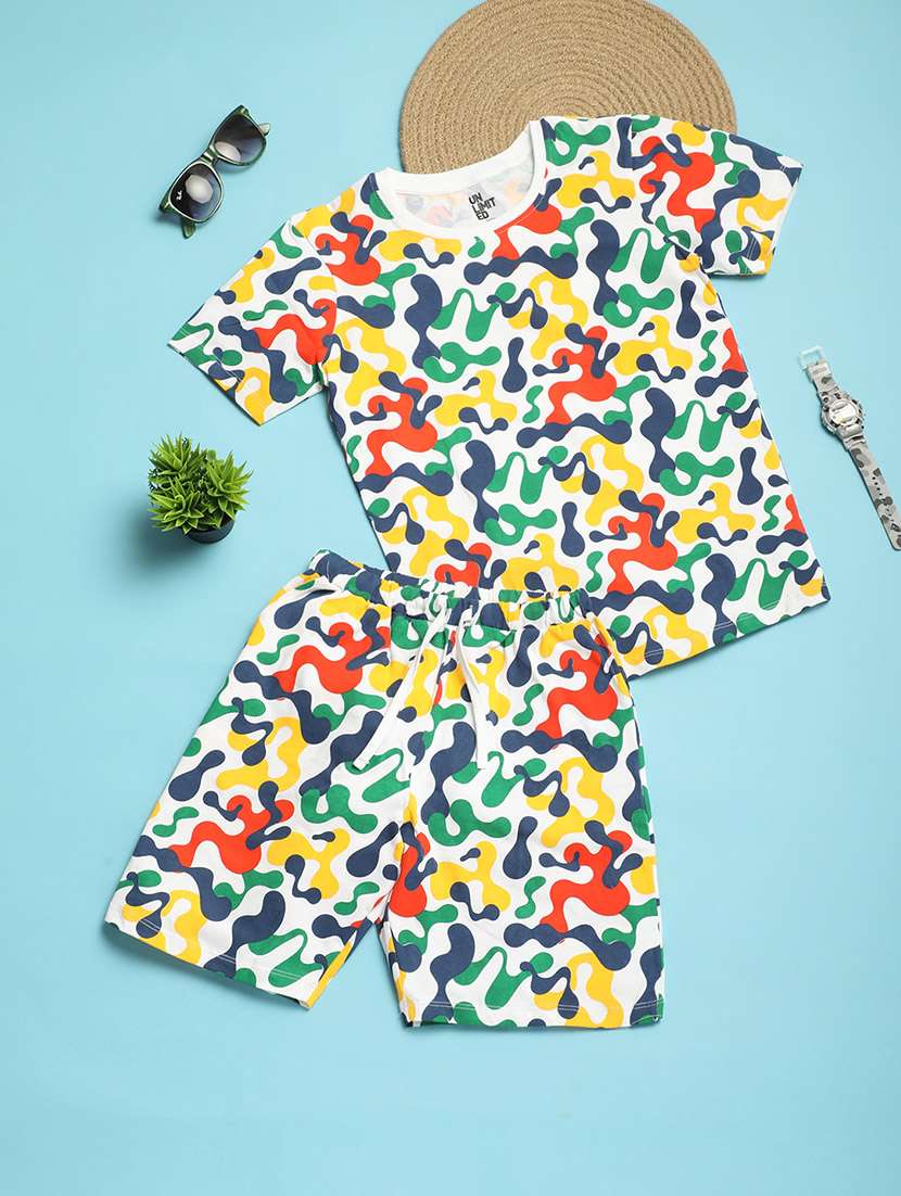 boys printed shorts set