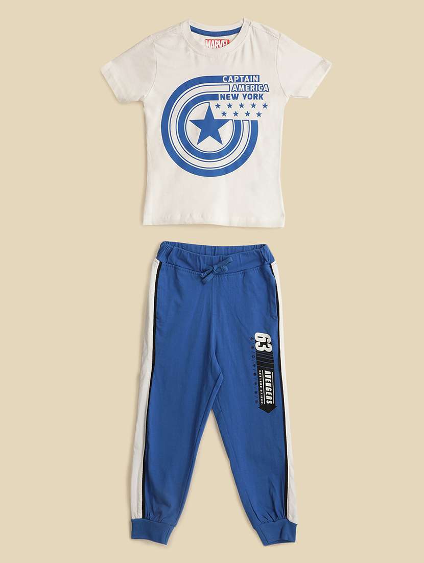 boys printed full length twin set