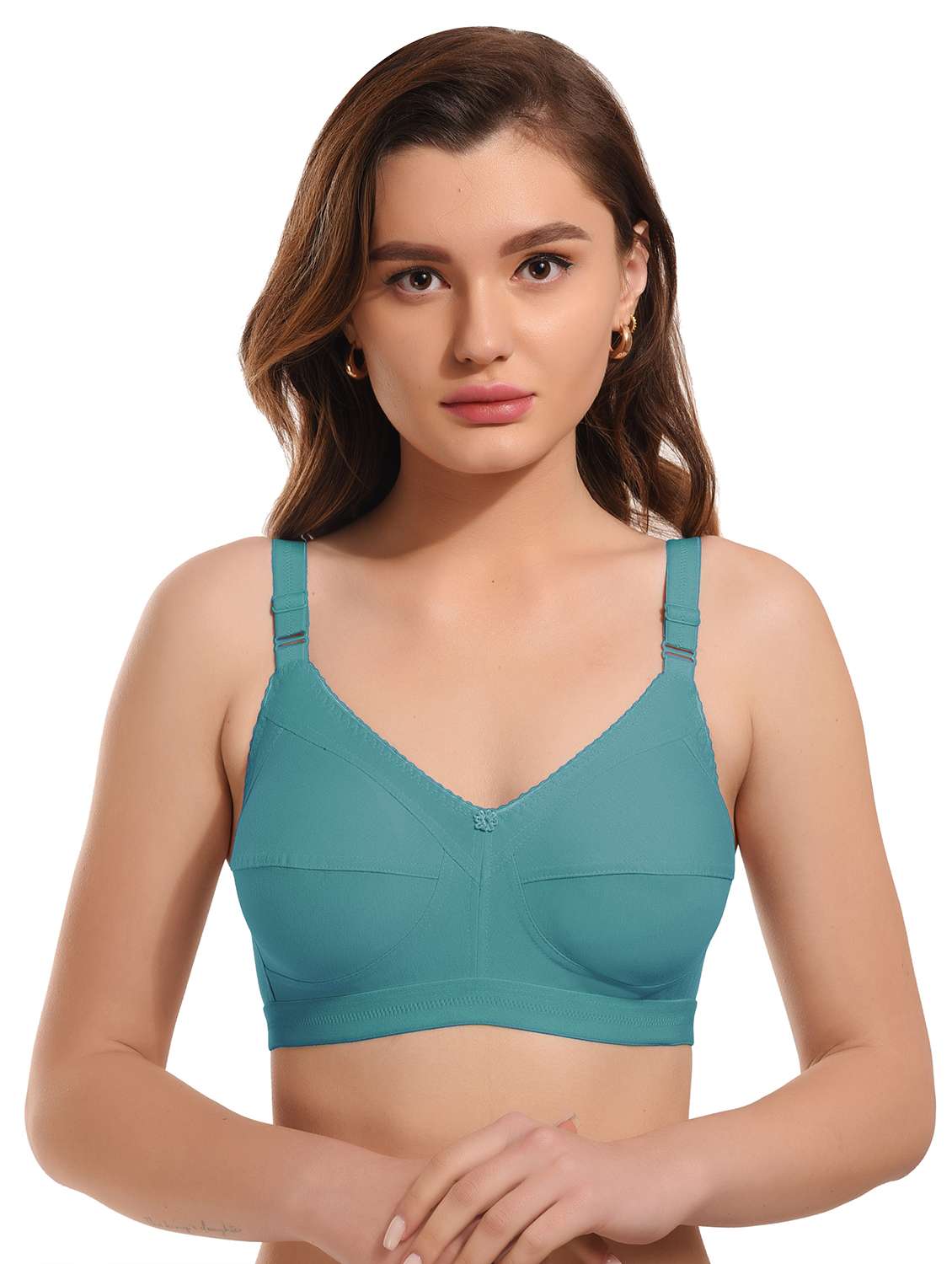 light blue hosiery minimizer bra
